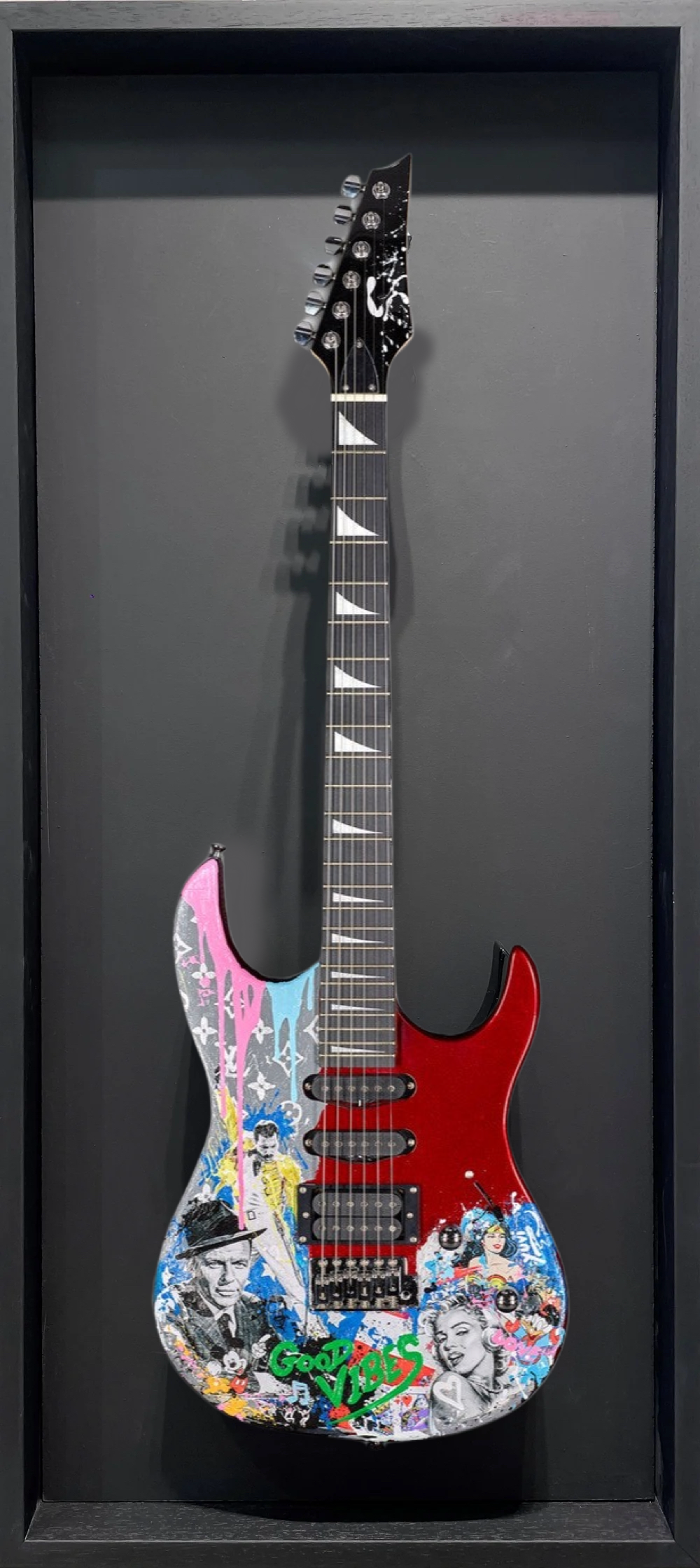 アート・デザイン・音楽 The electric guitar collection EM ZAX ORIGINAL ACRYLIC PAINTING ON ELECTRIC GUITAR IN UNIQUE
