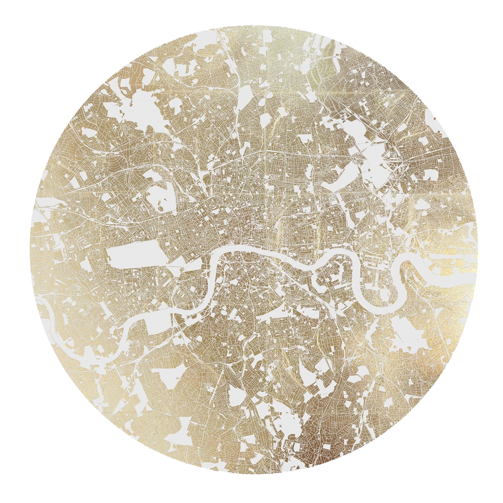 Mappa Mundi London (White On Gold)