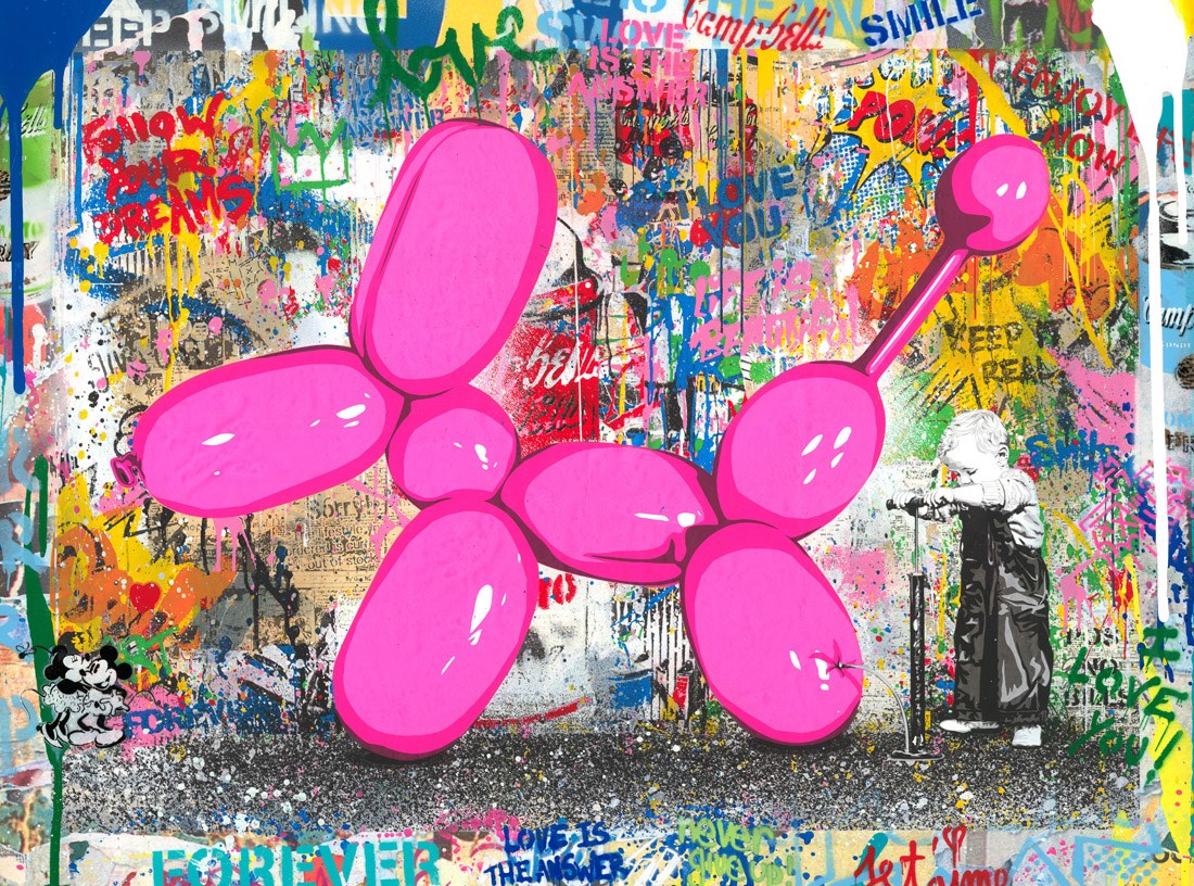 Puppy Love - Pink | Mr. Brainwash – Clarendon Fine Art