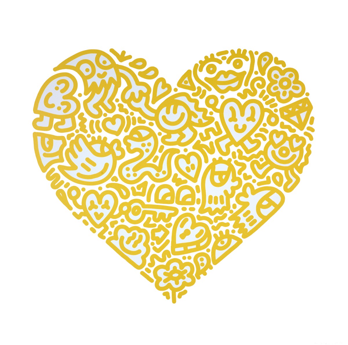 Unlocked Heart (Yellow) | Mr Doodle – Clarendon Fine Art