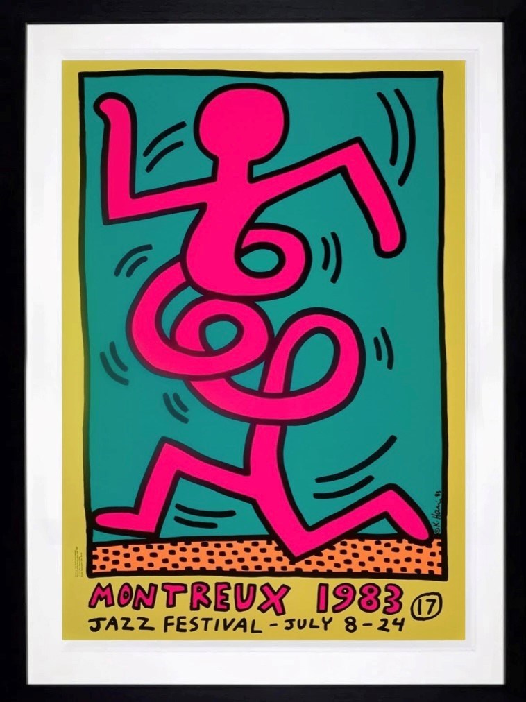 Poster For Montreux Jazz Festival 1983 (Pink) | Keith Haring - Clarendon  Fine Art