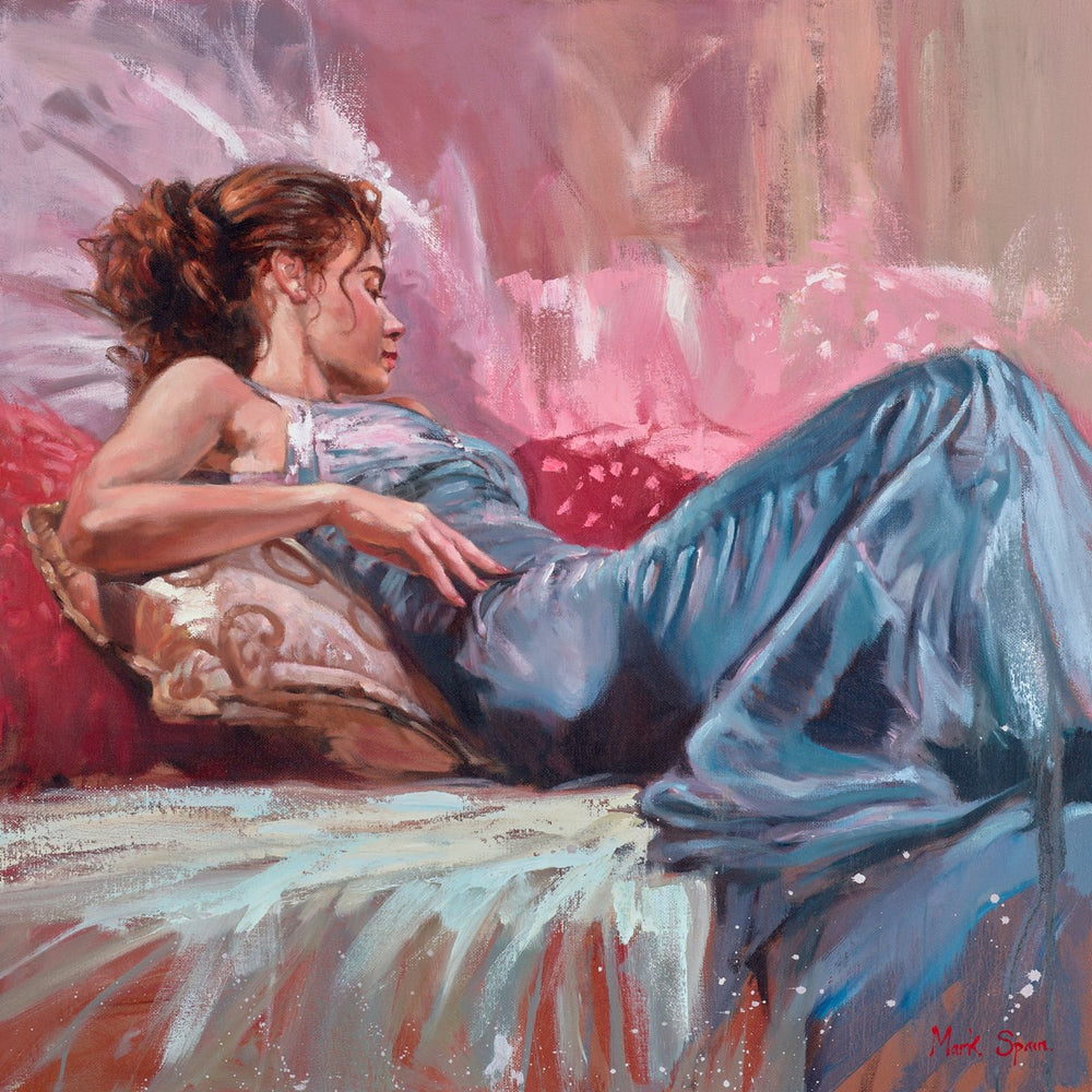 Reclining Blue Satin