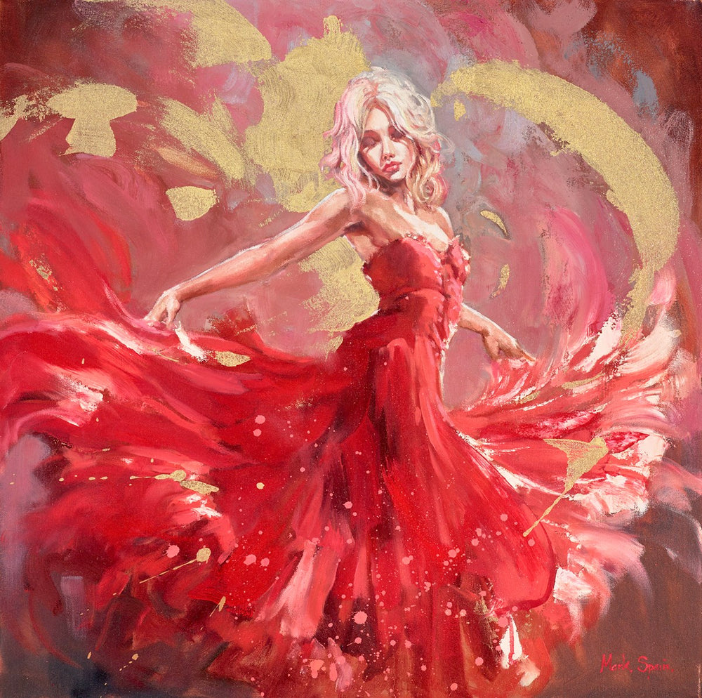 Red Dancer on Gold