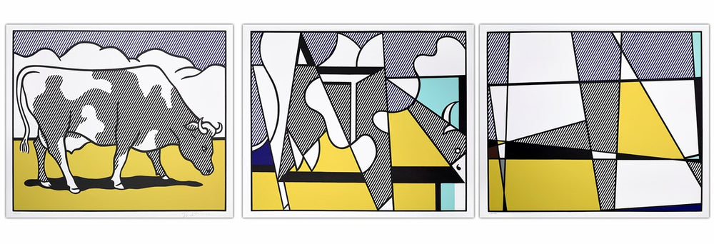 Cow Triptych (Cow Going Abstract) | Roy Lichtenstein – Clarendon Fine Art