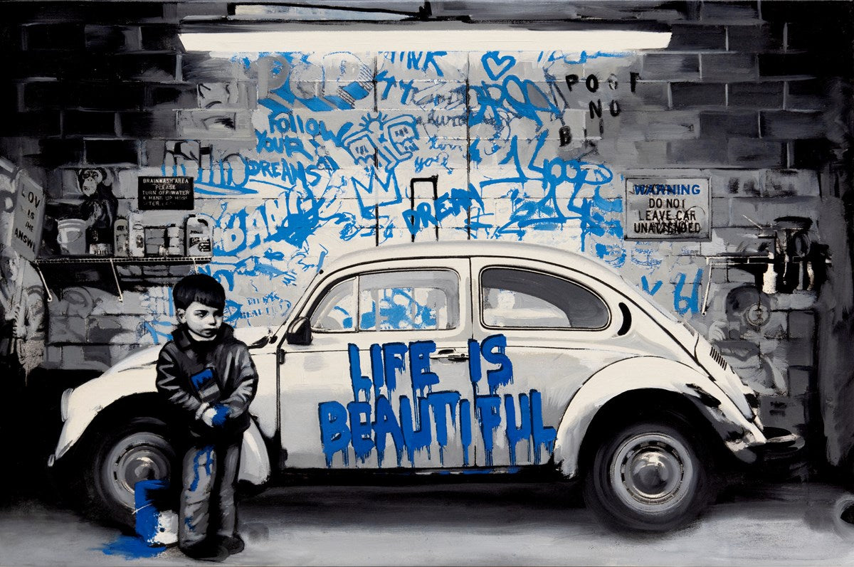 New Paint Job - Blue | Mr. Brainwash – Clarendon Fine Art