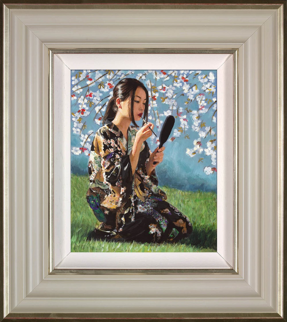Geisha With White Flowers II (Framed)