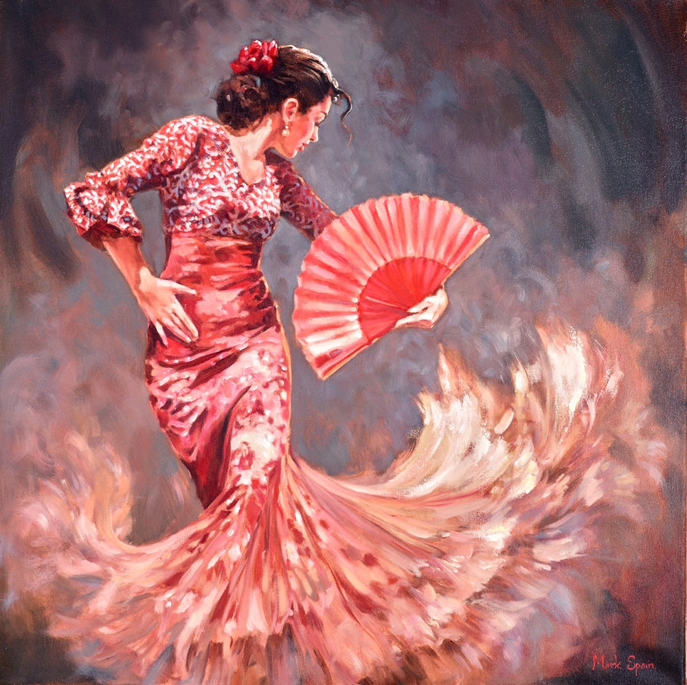 Flamenco and Red Fan