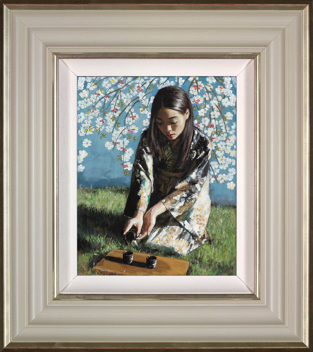 Geisha With White Flowers I | Fabian Perez – Clarendon Fine Art
