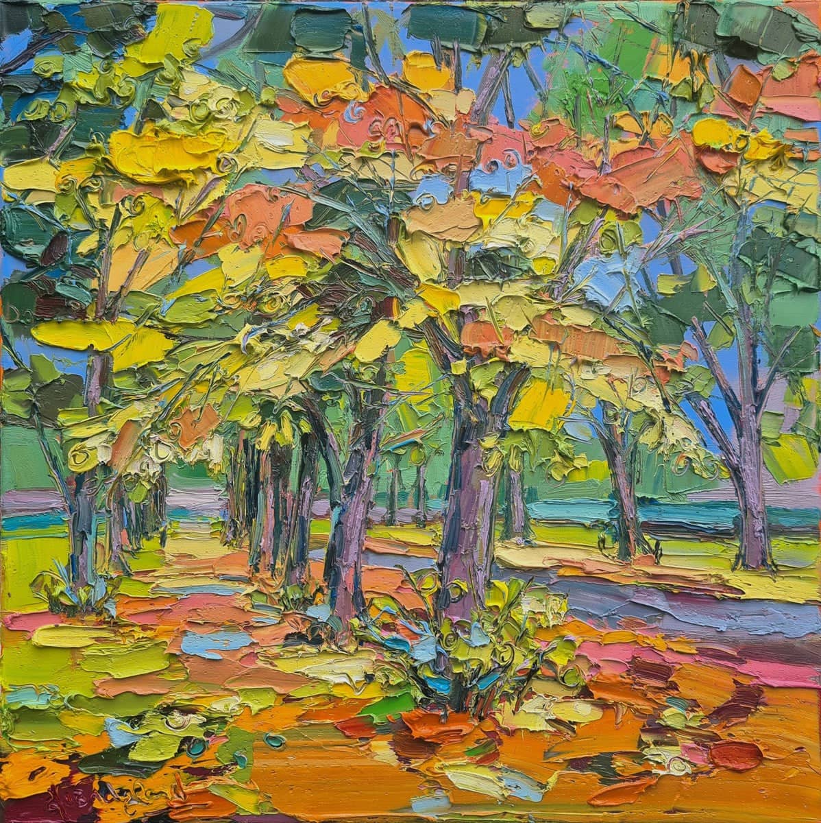 Sunlight On Leaves, Queens Park | Judith Bridgland - Clarendon Fine Art