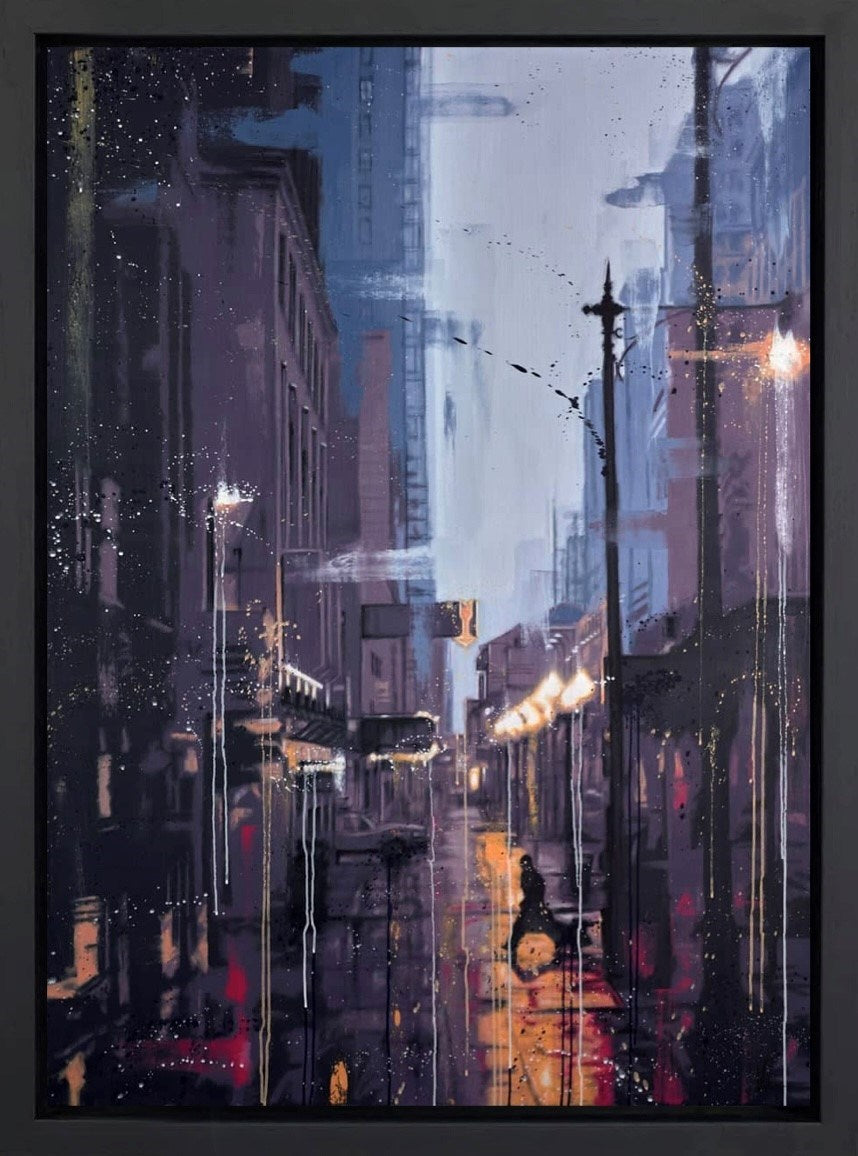 Street In a Rainy City (Framed)