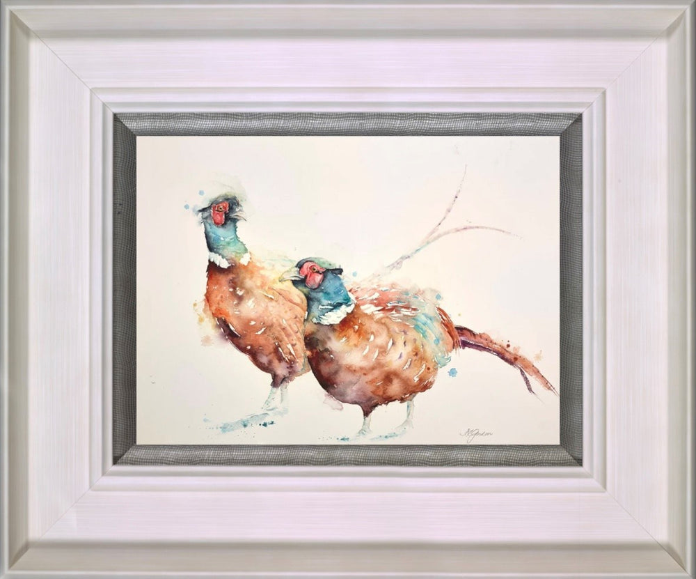 Evening Stroll- Male Pheasants (Framed)